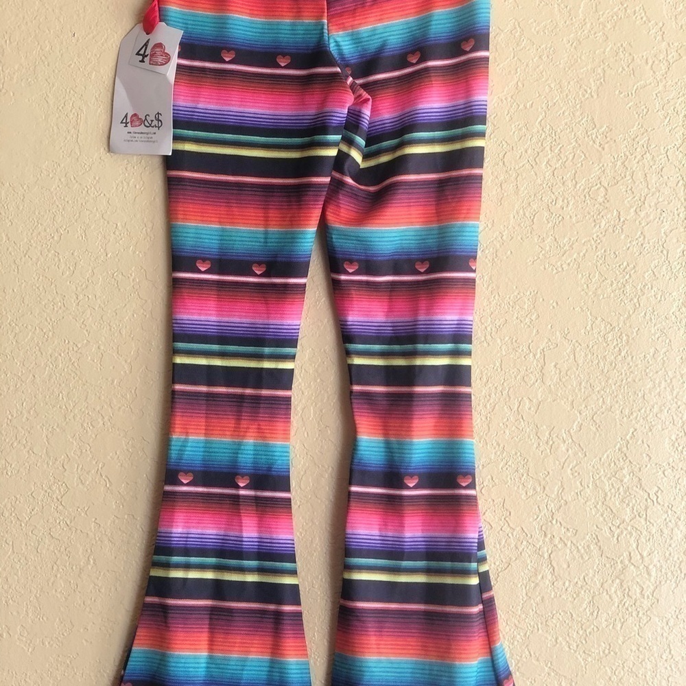 4 Love & Money Girls Skinny Flair Stripped Pant - Picture 9 of 12